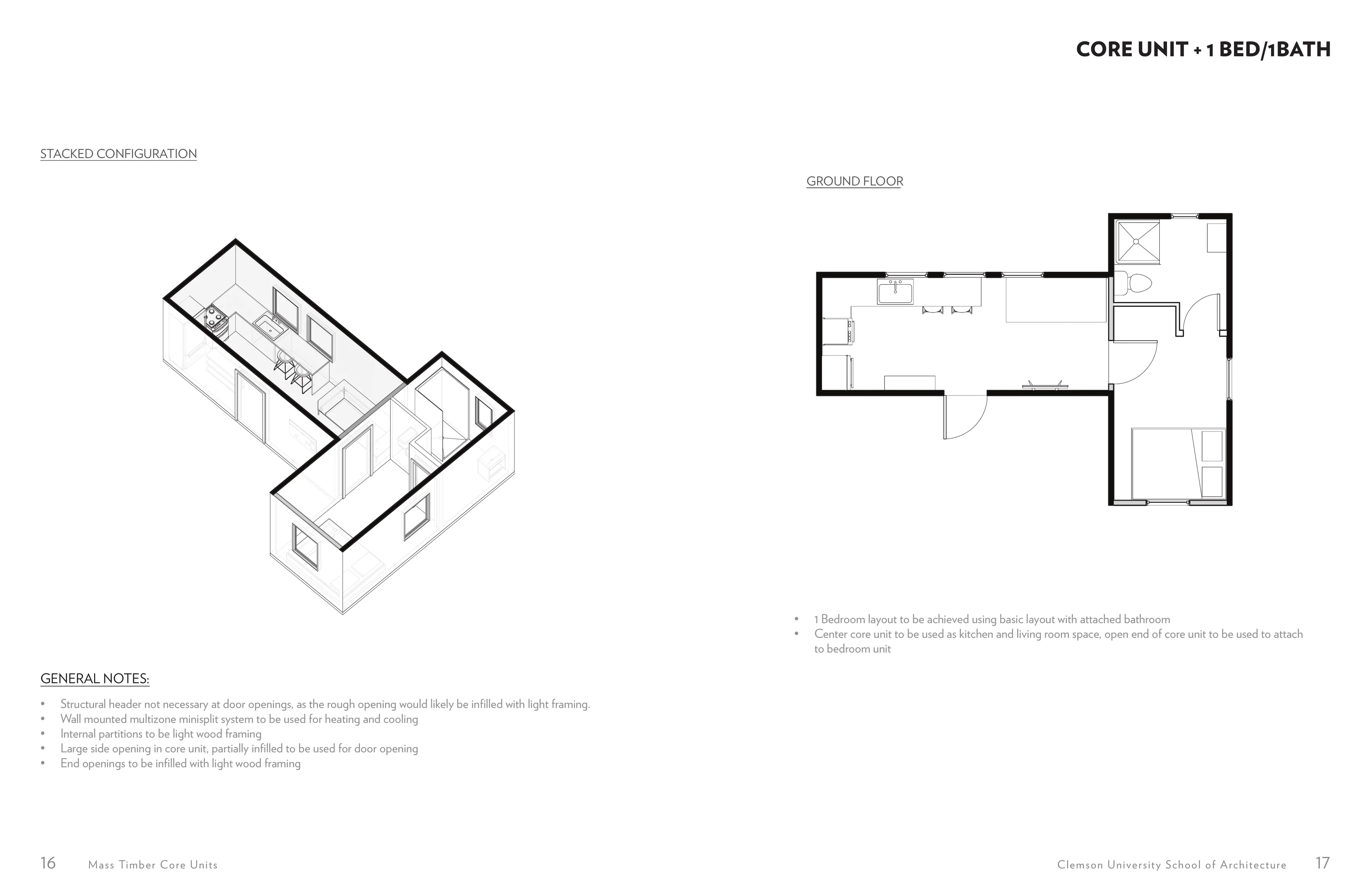 Page 9: Core unit + 1 bed / 1 bath