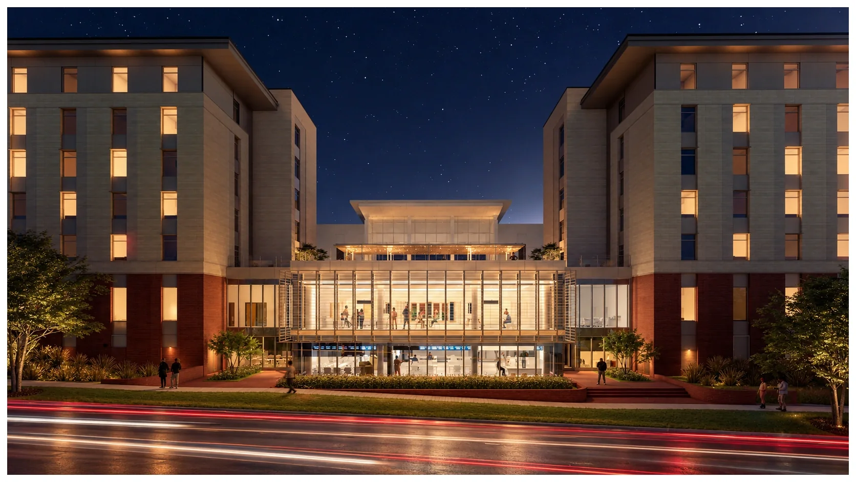 Sumter Street Student Residences, Blossom Street at Night